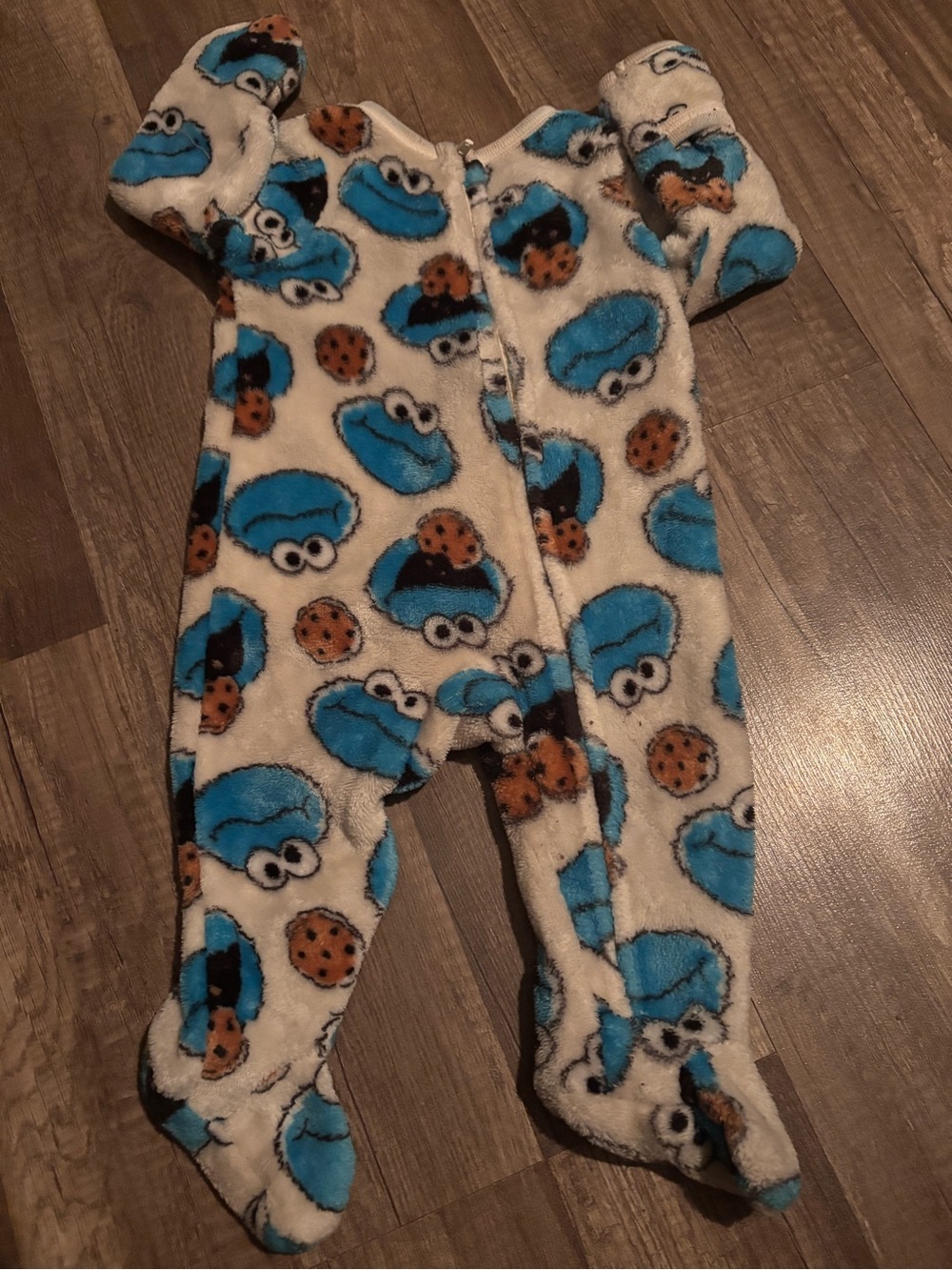 Sesame Street Blue and White Cookie Monster Fleece Footie